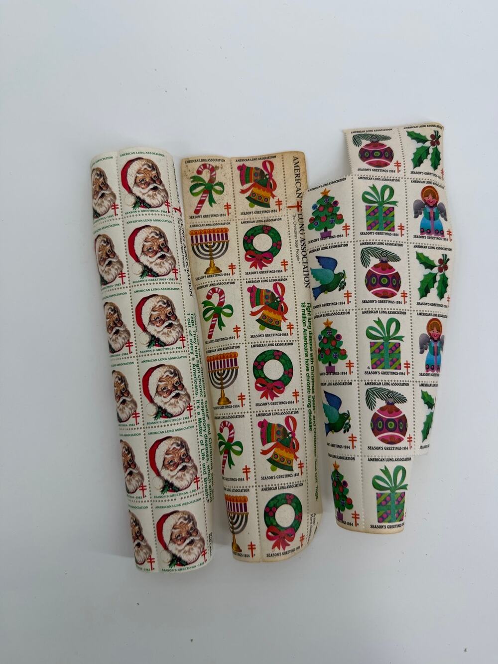 Paper Christmas Stamps American Lung Association, vintage 1980s-1990s collection